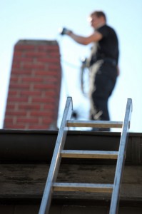 Chimney Technician on Roof - Cherry Hill NJ - Mason's Chimney Service