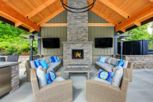 outdoor fireplace and chimney 